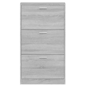 Stylish Grey Sonoma Shoe Cabinet | 59x17x108 cm