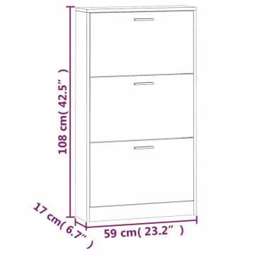 Stylish Grey Sonoma Shoe Cabinet | 59x17x108 cm