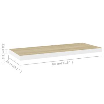 Floating Wall Shelves - Oak & White, Set of 2 | HipoMarket