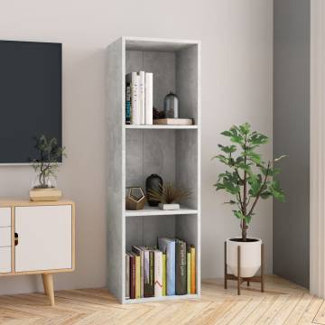 Stylish Concrete Grey Book & TV Cabinet - 36x30x114 cm