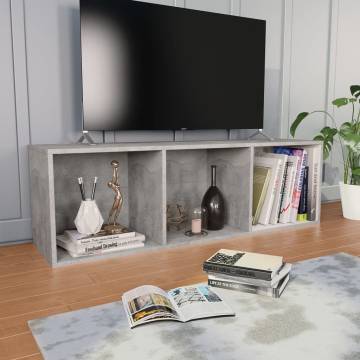 Stylish Concrete Grey Book & TV Cabinet - 36x30x114 cm