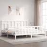 Bed Frame with Headboard White Super King Size Solid Wood Colour white Size 180 x 200 cm 