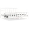 White Super King Size Solid Wood Bed Frame with Headboard