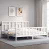 White Super King Size Solid Wood Bed Frame with Headboard