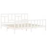 White Super King Size Solid Wood Bed Frame with Headboard