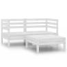 3 Piece Garden Lounge Set Solid Pinewood White Colour white Model 2x corner + table Number of 1 