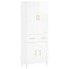 Stylish Highboard High Gloss White - 69.5x34x180 cm