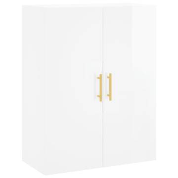 Stylish Highboard High Gloss White - 69.5x34x180 cm