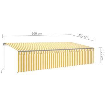 Manual Retractable Awning 6x3m Yellow & White - Hipomarket