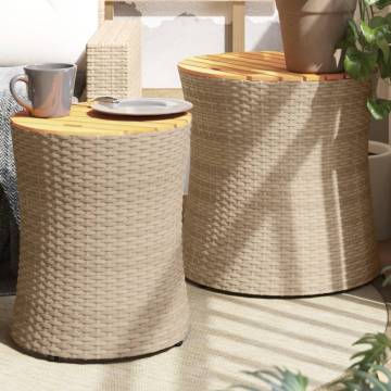 Elegant Garden Side Tables - 2 pcs Beige Poly Rattan