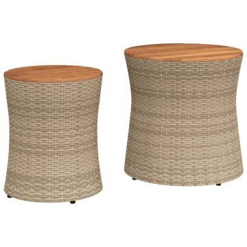 Elegant Garden Side Tables - 2 pcs Beige Poly Rattan