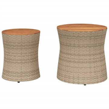 Elegant Garden Side Tables - 2 pcs Beige Poly Rattan