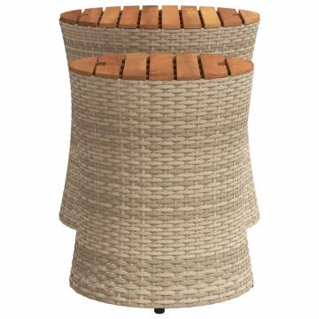 Elegant Garden Side Tables - 2 pcs Beige Poly Rattan