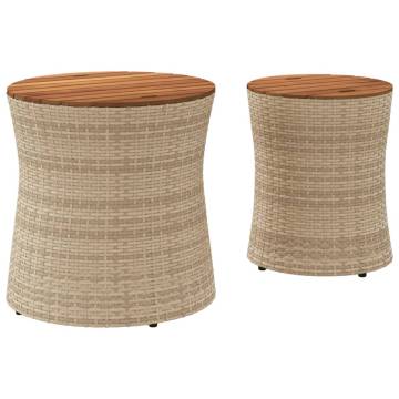 Elegant Garden Side Tables - 2 pcs Beige Poly Rattan