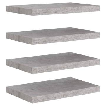 Floating Wall Shelves - 4 pcs Concrete Grey | Hipo Market