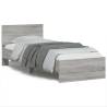 Bed Frame with Headboard and LED Lights Grey Sonoma 90x190 cm Single Colour grey sonoma Size 90 x 190 cm 