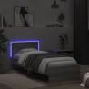 LED Light Grey Sonoma Bed Frame with Headboard - 90x190 cm