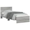 LED Light Grey Sonoma Bed Frame with Headboard - 90x190 cm