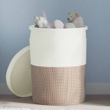 Stylish Cotton Storage Basket with Lid Ø37x50 cm - Brown & White