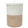 Stylish Cotton Storage Basket with Lid Ø37x50 cm - Brown & White