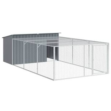 Dog House with Run Anthracite - Durable Galvanised Steel