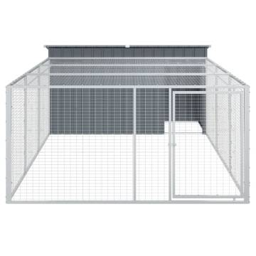 Dog House with Run Anthracite - Durable Galvanised Steel