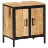 3 Piece Bathroom Furniture Set - Iron & Solid Mango Wood