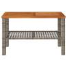 Garden Table Grey - 70x38x42 cm Poly Rattan & Acacia Wood