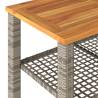 Garden Table Grey - 70x38x42 cm Poly Rattan & Acacia Wood