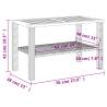 Garden Table Grey - 70x38x42 cm Poly Rattan & Acacia Wood