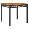 Garden Table Black 80x80x75 cm Poly Rattan & Acacia Wood