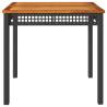 Garden Table Black 80x80x75 cm Poly Rattan & Acacia Wood