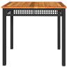 Garden Table Black 80x80x75 cm Poly Rattan & Acacia Wood