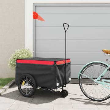 Bike Trailer Black & Red - 45kg Capacity Iron Cargo Trailer