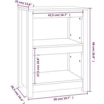 White Book Cabinet 50x35x68 cm - Solid Pine Wood Storage