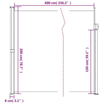 Retractable Side Awning Cream 200x600 cm | Hipomarket