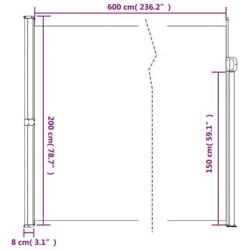 Retractable Side Awning Red 200x600 cm - Hipomarket