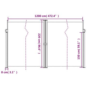 Retractable Side Awning 220x600 cm - Brown Privacy Screen