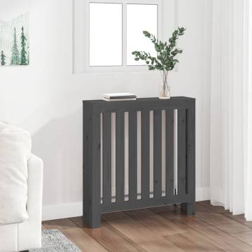 Radiator Cover Grey - Solid Wood Pine 79.5x19x84 cm