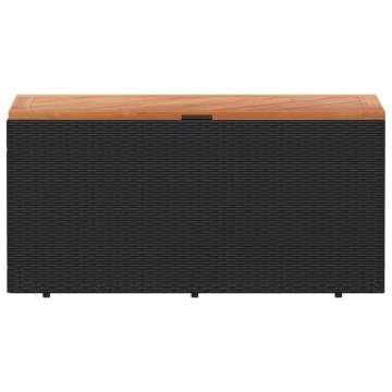 Garden Storage Box Black - 110x50x54 cm Poly Rattan Acacia Wood