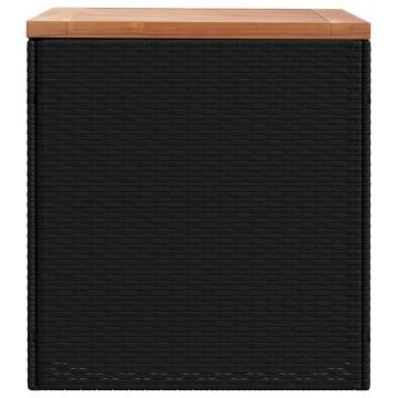 Garden Storage Box Black - 110x50x54 cm Poly Rattan Acacia Wood