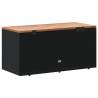 Garden Storage Box Black - 110x50x54 cm Poly Rattan Acacia Wood