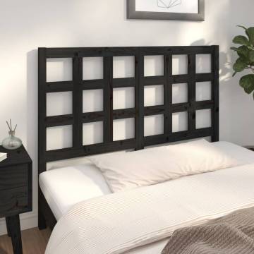 Stylish Black Solid Wood Bed Headboard - 125.5x4x100 cm