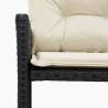 L-Shaped Black Poly Rattan Garden Sofa with Table & Cushions