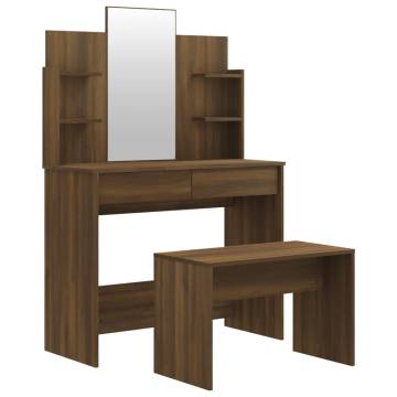 Stylish Brown Oak Dressing Table Set | Hipomarket UK