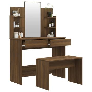 Stylish Brown Oak Dressing Table Set | Hipomarket UK