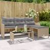 L-Shaped Garden Sofa Set with Cushions - Mix Beige Poly Rattan