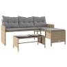 L-Shaped Garden Sofa Set with Cushions - Mix Beige Poly Rattan