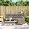 L-Shaped Garden Sofa Set with Cushions - Mix Beige Poly Rattan