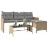 L-Shaped Garden Sofa Set with Cushions - Mix Beige Poly Rattan